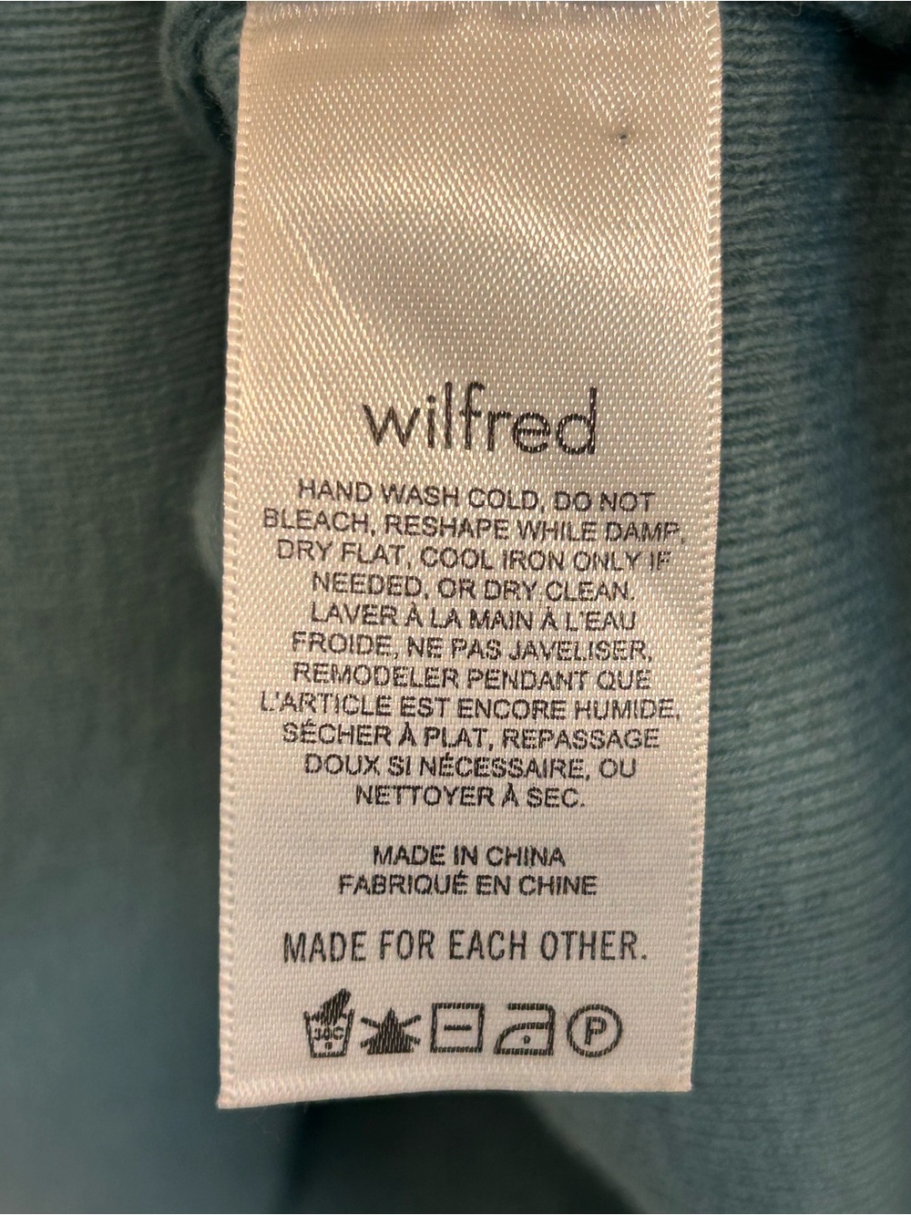 Aritzia Wilfred Wool Blend Cropped Turtleneck Sweater Blue Green Size Small - Picture 5 of 6